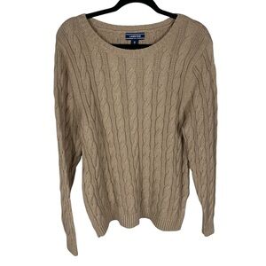 Women's Lands End Brown Drifter Long Sleeve Cable Knit Fisherman Sweater Size XL